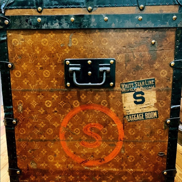 Antique Louis Vuitton Canvas Steamer Trunk LV Rare - Picture 6 of 8